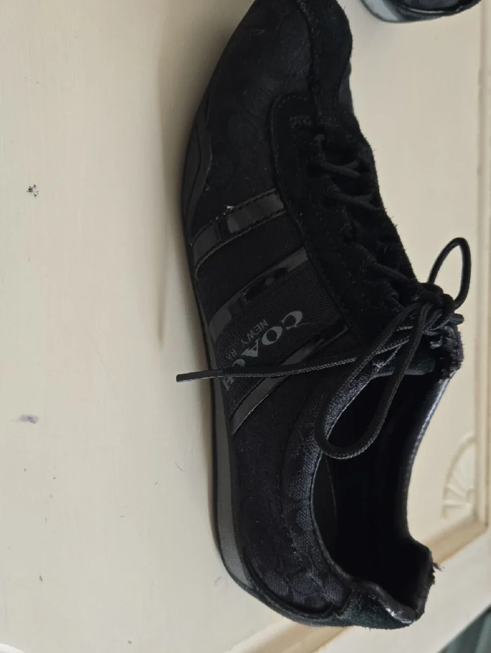 Coach Black Women's Low-Top Lace-Up Sneakers with Signature Jacquard